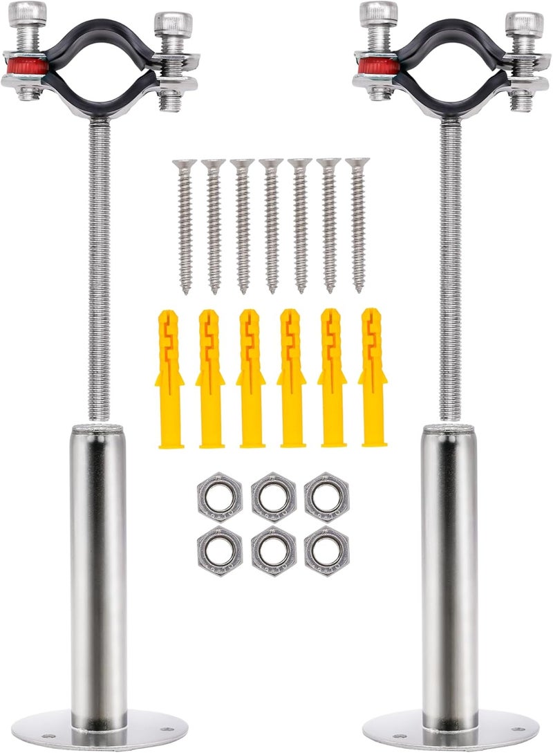 PEROMI 2 Pack Pipe Supports,304 Stainless Steel Wall Mount Ceiling Mount Pipe Bracket Clamp Ring Hanger with Screws for Pipe OD 15-19mm, Bracket Adjustable Height 100-200mm - Image 3